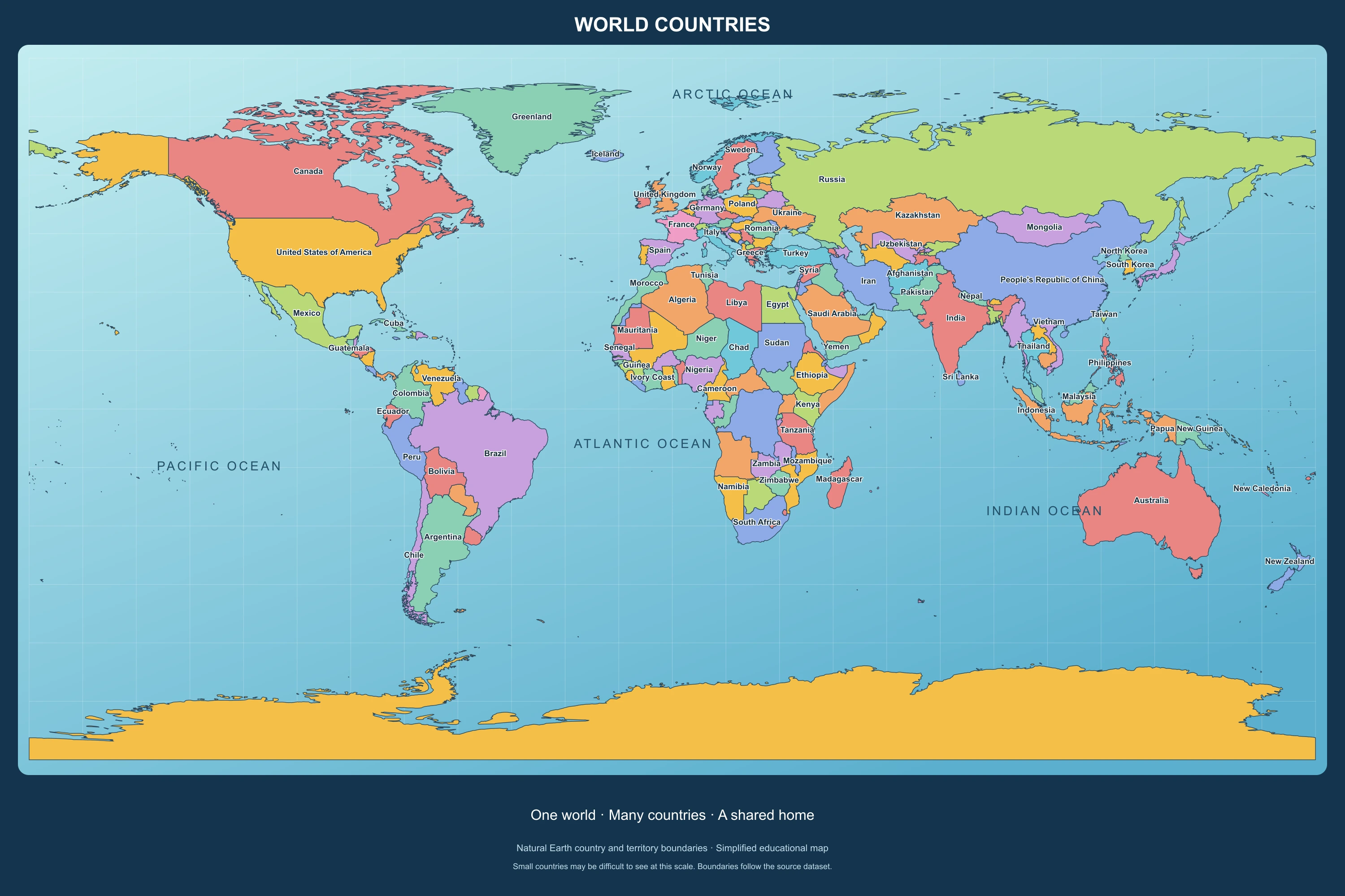 World Countries Puzzle colorful puzzle picture